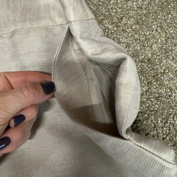Calvin Klein Whitney Linen Wide Leg Pants Womens 12 Beige Cottage Core Coastal - Picture 15 of 16